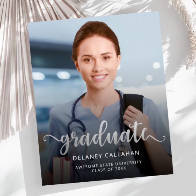 Papier Annonce de remise des diplômes Budget Photo Silver (Créateur téléchargé)