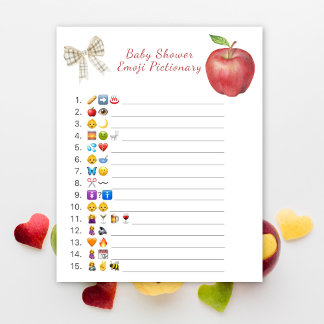 Papier Apple baby shower émoticônes jeu pictural