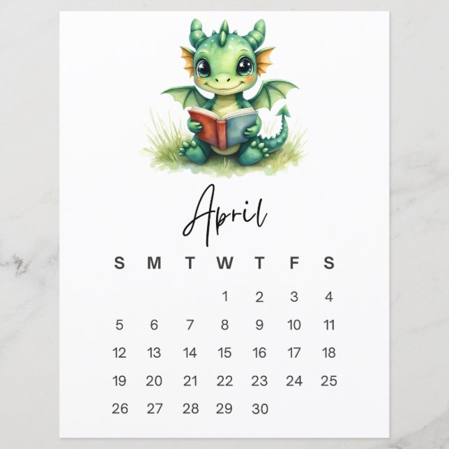 Papier April Baby Dragon Whimsical Fantasy Wall Art (Devant)