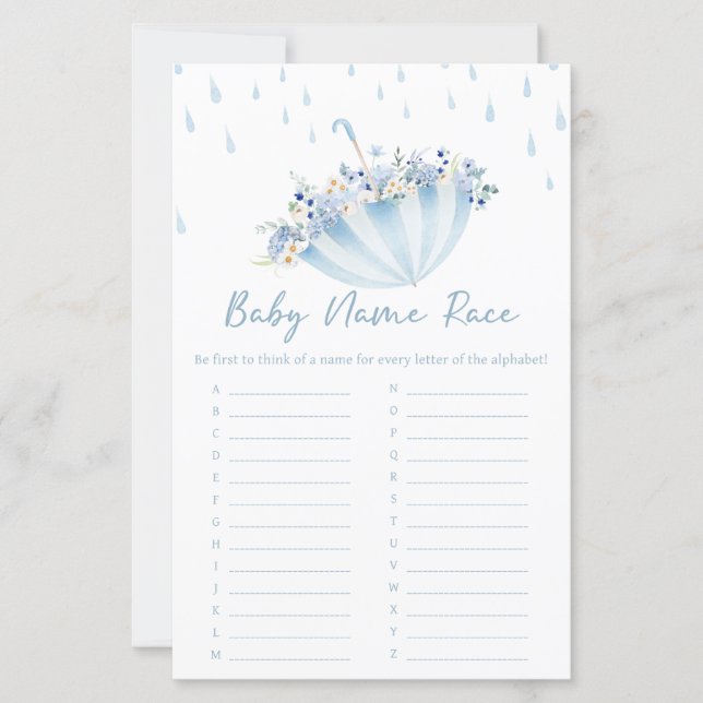 Papier April Bring May Flowers Shower Name Race Games (Devant)
