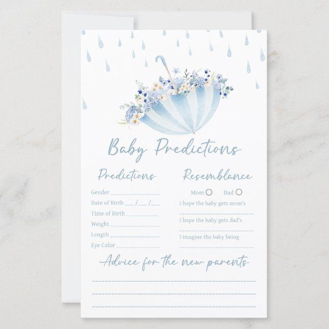 Papier April Bring May Flowers Shower Predictions Game (Devant)