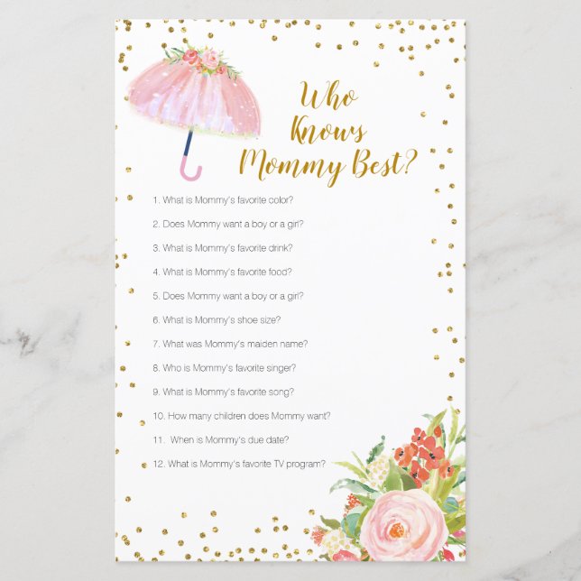 Papier April Shower Qui Connaît Mommy Meilleur Jeu (Devant)