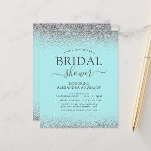 Papier Aqua Blue Silver Parties scintillant nuptiale de d