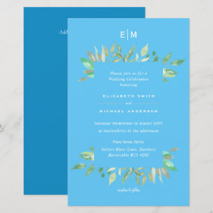 Papier Aqua Sky Blue Floral Budget Mariage Inviter A9