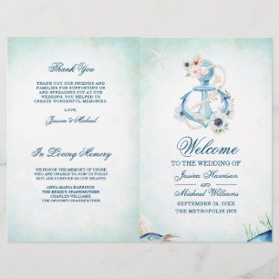 Papier Aquarelle Ancre Florale Starfish Beach Mariage