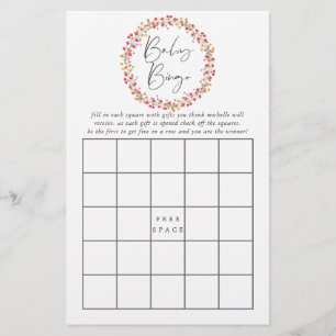 Papier Aquarelle Aquarelle Wild Flower Baby shower Bingo