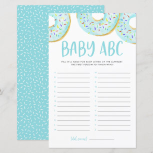 Papier Aquarelle bleue Donuts bébé ABC Baby shower Jeu