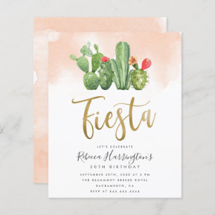 Papier Aquarelle Blush Budget & Fête Cactus Anniversaire