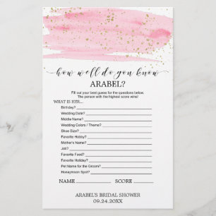 Papier Aquarelle Blush & Gold What's In Your Purse Game