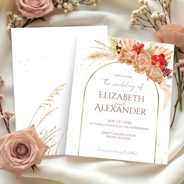 Papier Aquarelle Boho Floral | Invitations de mariage (Créateur téléchargé)