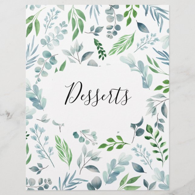 Papier Aquarelle Botanique Recette Classeur Divider d'ong (Devant)