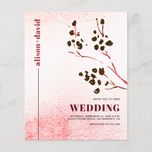 Papier Aquarelle, branche Japandi Code QR BUDGET mariage