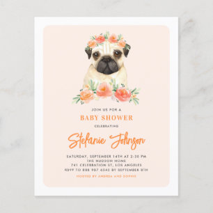 Papier Aquarelle Carlin Pêche Florale Invitation d'annive