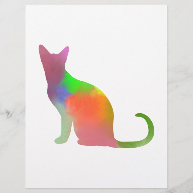 Papier Aquarelle Chat Silhouette (Devant)