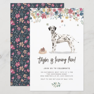 Papier Aquarelle Chien dalmate Invitation d'anniversaire