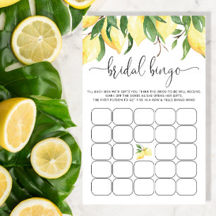 Papier Aquarelle Citron Fête des mariées Jeu de Bingo