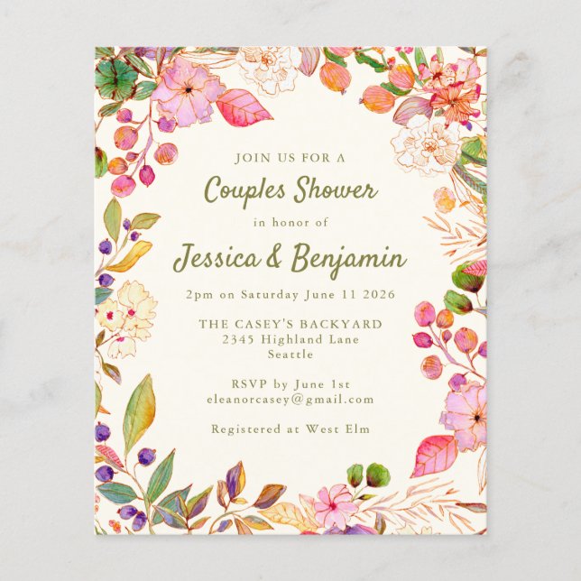 Papier Aquarelle couleur budget Couples Floral Douche (Devant)