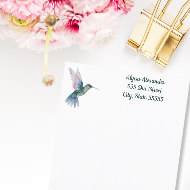 Papier Aquarelle Élégante colibri Monogramme personnel (Créateur téléchargé)