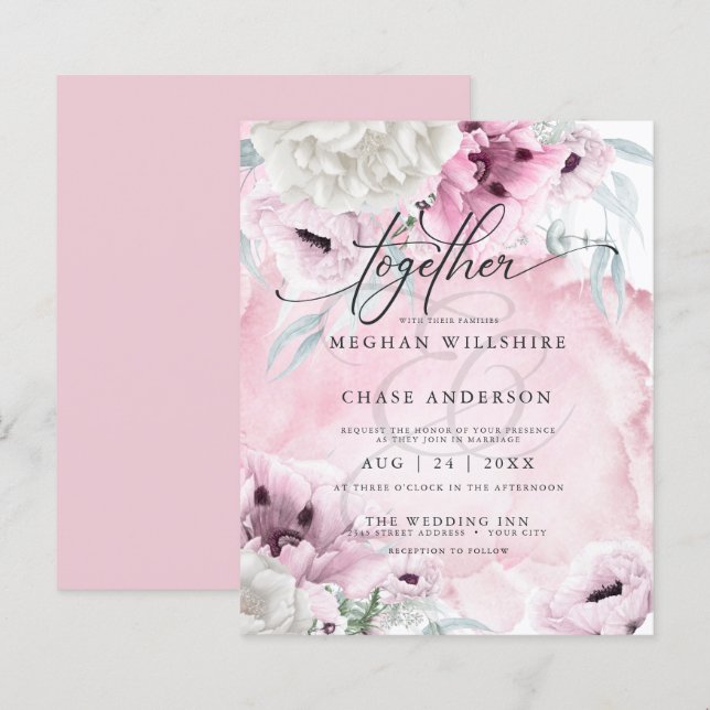 Papier Aquarelle Élégante Et Abordable Fleurs Roses (Devant / Derrière)