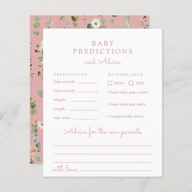 Papier Aquarelle Eucalyptus Baby Prédictions et conseils (Devant / Derrière)