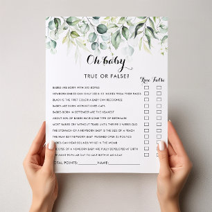 Papier Aquarelle Eucalyptus Vert Oh Baby shower Jeu