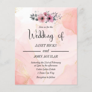 Papier Aquarelle Faire-part de mariage budgétaire Floral