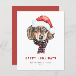 Papier Aquarelle Festive Dachshund Père Noël Joyeux Howli