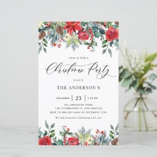 Papier Aquarelle Fleurs d'hiver Noël Invitation