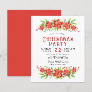 Papier Aquarelle Holly Noël Party Budget Invitation