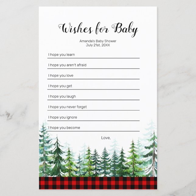 Papier Aquarelle Lumberjack Voeux pour Baby Game (Devant)