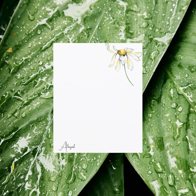 Papier Aquarelle marguerite note personnalisée (Créateur téléchargé)