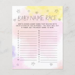 Papier Aquarelle minimaliste rose Nom Baby shower Jeu