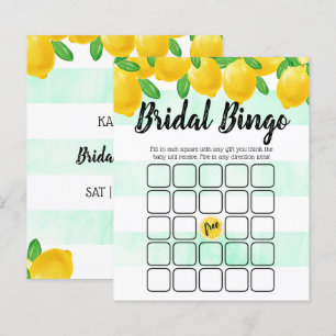 Papier Aquarelle moderne citron Fête des mariées Bingo