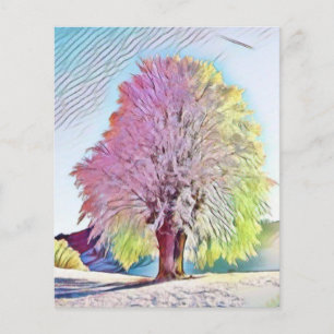 Papier Aquarelle moderne des arbres enneigés colorés
