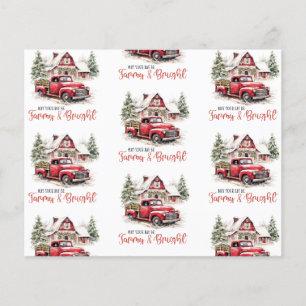 Papier Aquarelle Noël Camion Vintage et Grange