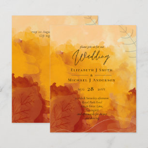 Papier Aquarelle orange vif Abstrait Mariage couché de so