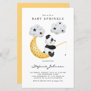 Papier Aquarelle Pêche Panda bébé Invitation d'arrosage