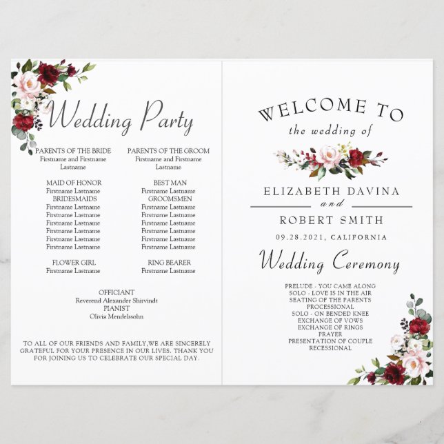 Papier Aquarelle romantique géométrique bordeaux (Devant)