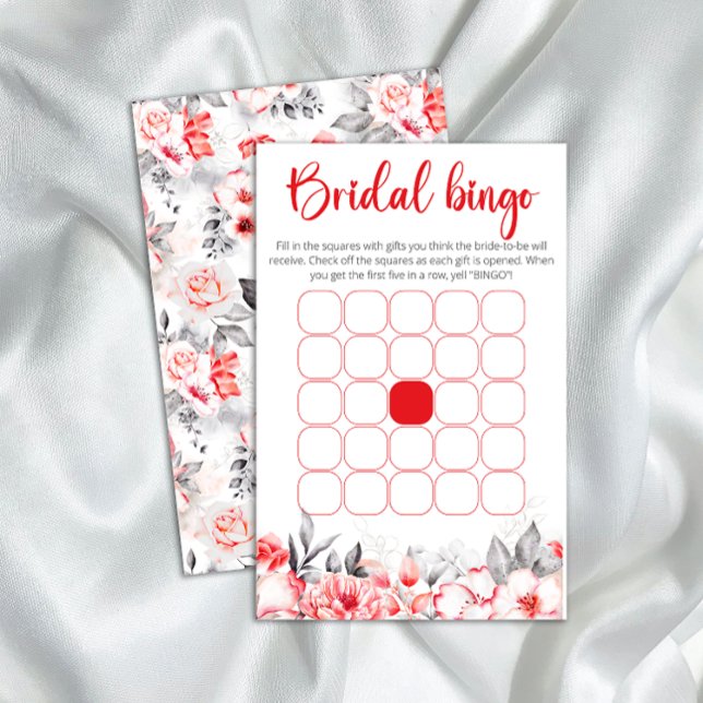 Papier Aquarelle rouge et gris Fleurs douche nuptiale (Créateur téléchargé)