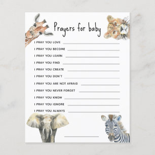 Papier Aquarelle safari animaux - prières pour bébé