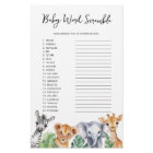 Aquarelle Safari Baby shower Baby Word Scramble
