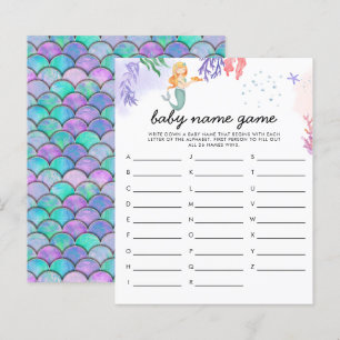 Papier Aquarelle Sirène Baby shower Jeu Nom du jeu