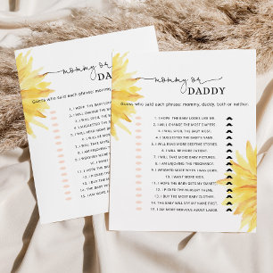 Papier Aquarelle tournesol maman ou papa bébé jeu