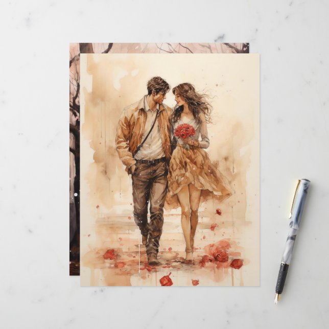 Papier Aquarelle Valentine's Walk Paper Craft Cardstock (Devant/Arrière en situation)