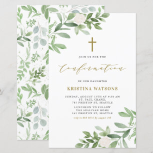 Papier Aquarelle verte et fleurs Confirmation