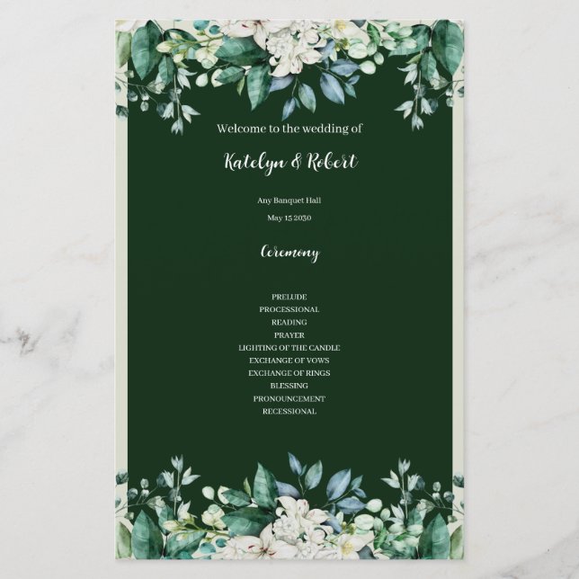 Papier Aquarelle verte Palette d'amour Mariage (Devant)