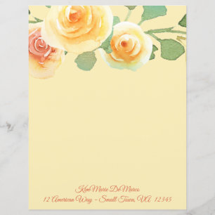 Papier Aquarelle Yellow Rose Bordure