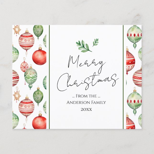 Papier Arbre d'aquarelle rétro Joyeux Noël (Devant)