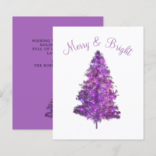Papier Arbre de Noël violet budget Joyeux et lumineux (Devant / Derrière)