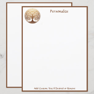 Papier Arbre de Vie Spirituel Zen Élégant en Or